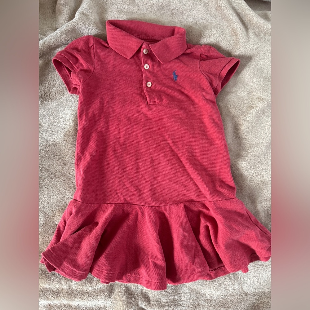 Polo Ralph Lauren Baby Girls Short Sleeve Red Polo Dres Size 12 Months